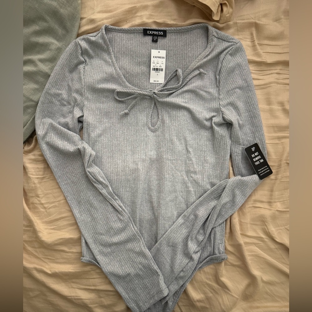 Express Gray Ribbed Women's bodysuit
